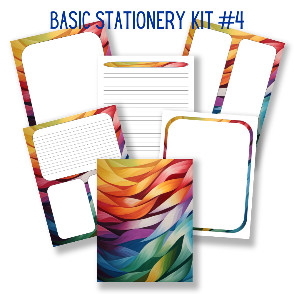 mockup of basic stationery kit 4 mix and match stationery designs
