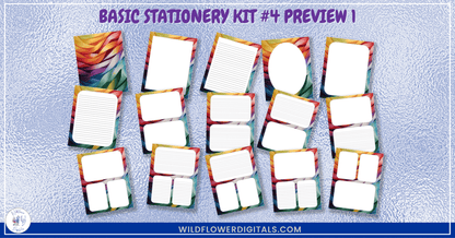 preview mockup of basic stationery kit 4 mix and match stationery designs
