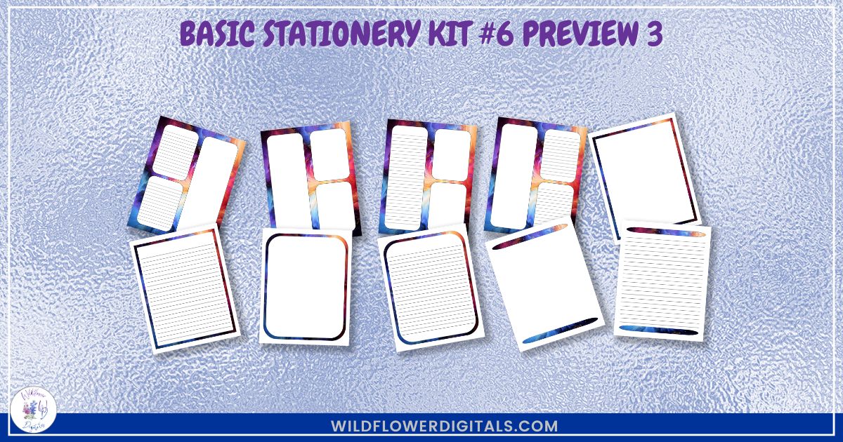 mockup of basic stationery kit 6 mix and match stationery designs