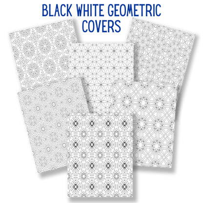 mockup of black white geometric covers digital papers mix and match