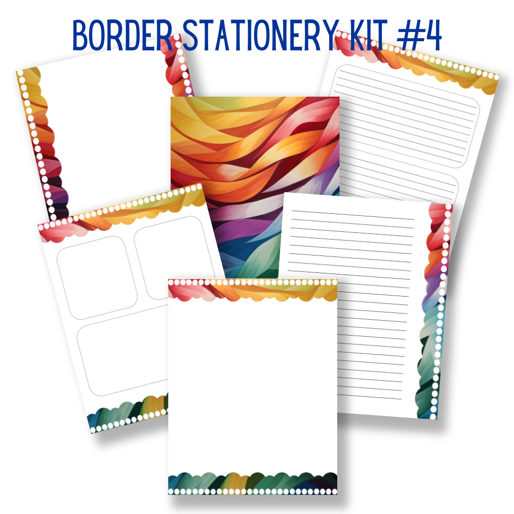 mockup of border stationery kit 4 mix and match stationery designs