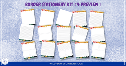 preview mockup of border stationery kit 4 mix and match stationery designs