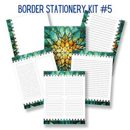 mockup of border stationery kit 5 mix and match stationery designs