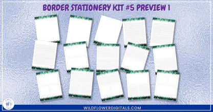 preview mockup of border stationery kit 5 mix and match stationery designs