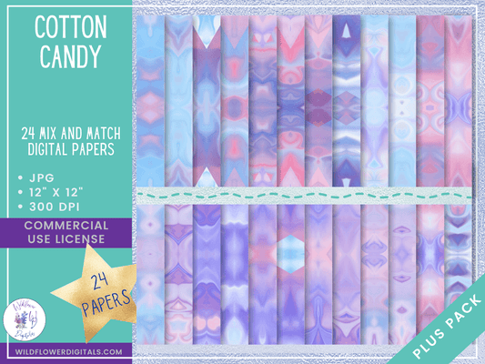 mockup of cotton candy geometric digital papers mix and match papers