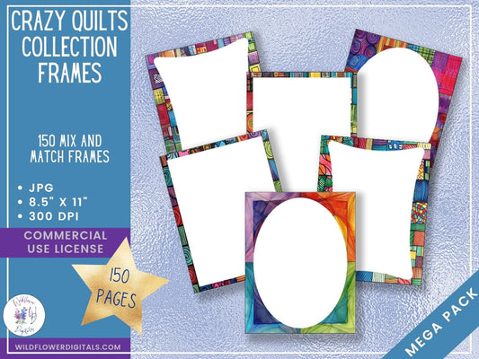 mockup of crazy quilts frames set mix and match stationery designs