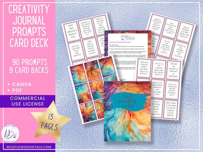 mockup of creativity journal prompts card deck