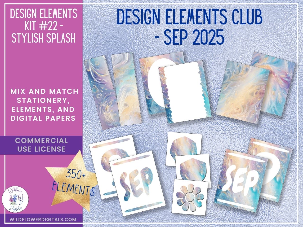 mockup of design elements club digital papers stationery mix and match membership