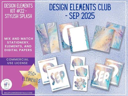 mockup of design elements club digital papers stationery mix and match membership