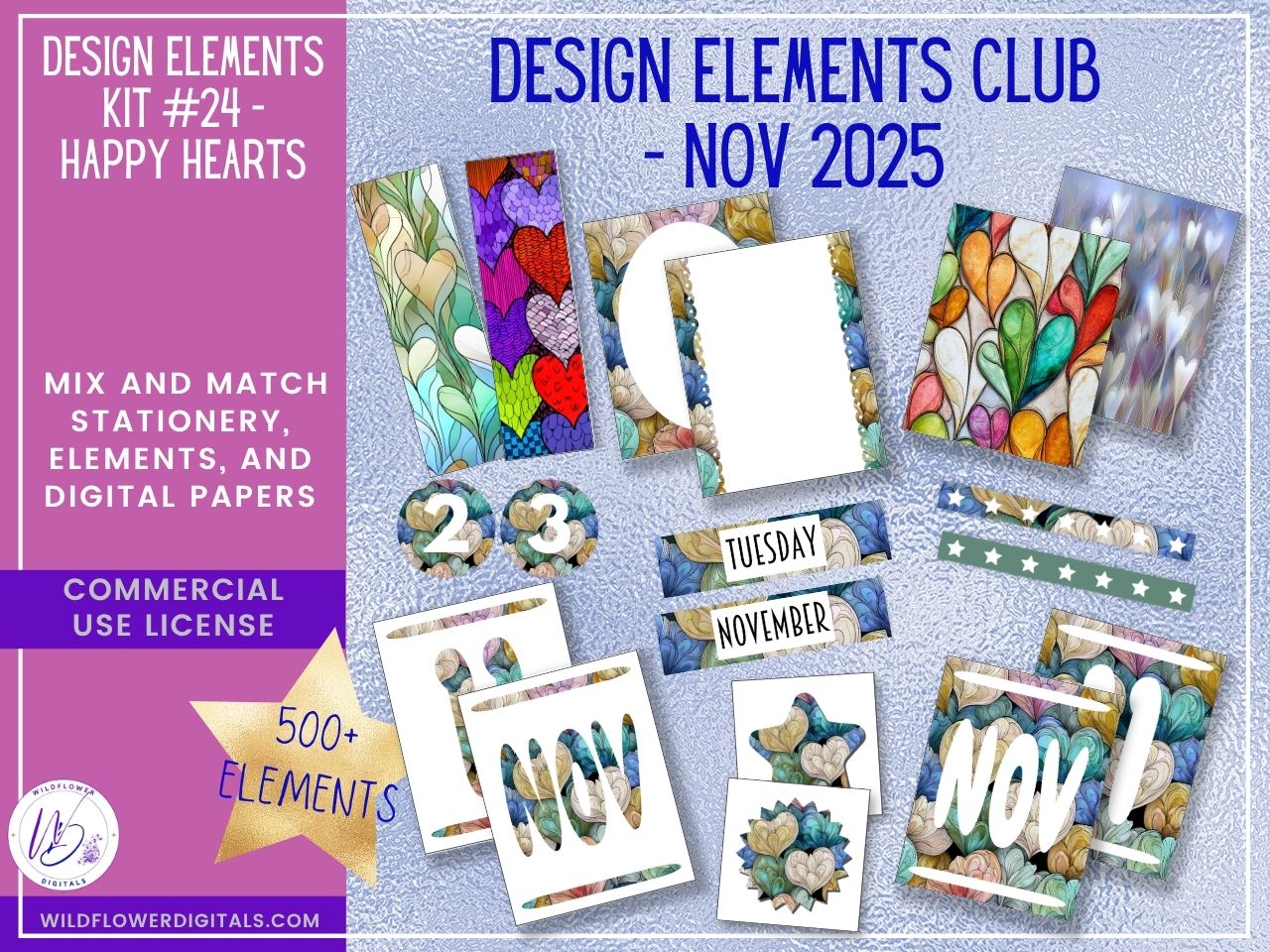 mockup of design elements club digital papers stationery mix and match membership