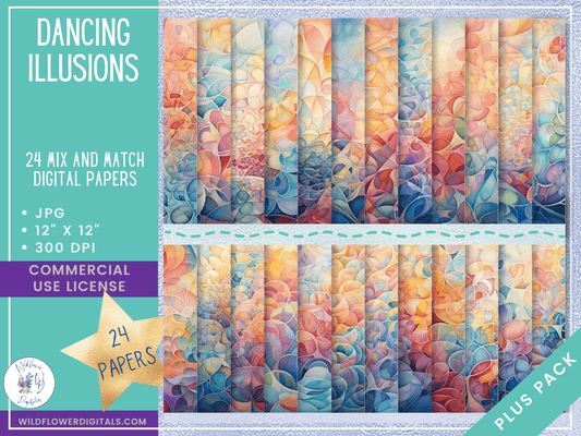 mockup of dancing illusions digital papers mix and match papers