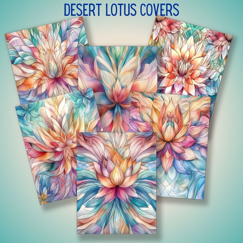 mockup of desert lotus covers digital papers mix and match