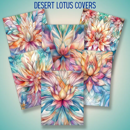 mockup of desert lotus covers digital papers mix and match