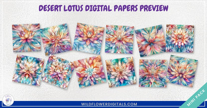 mockup of desert lotus digital papers mix and match papers