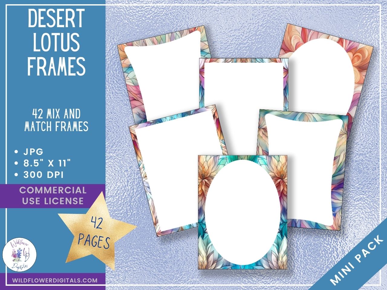 mockup of desert lotus frames set mix and match stationery designs
