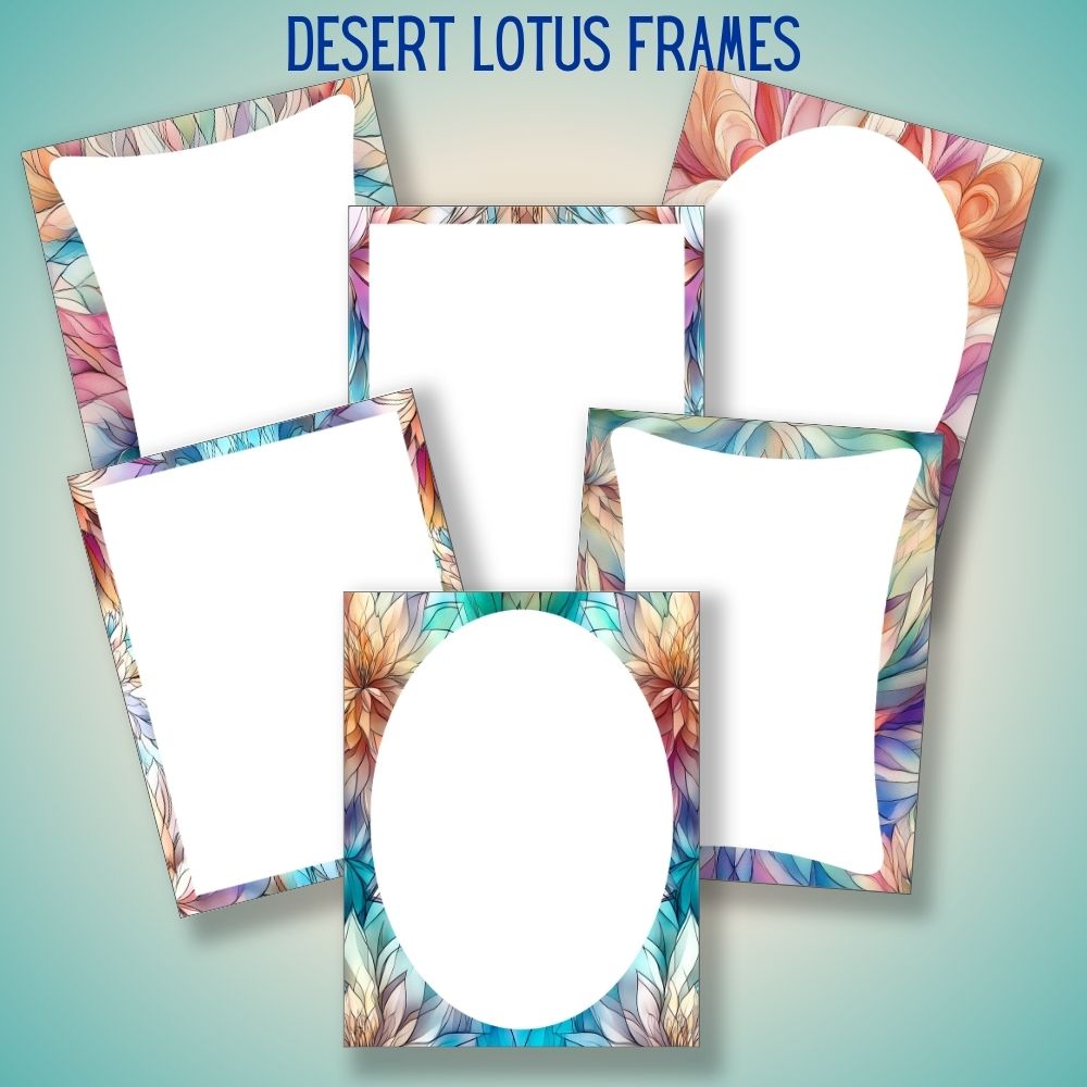 mockup of desert lotus frames set mix and match stationery designs