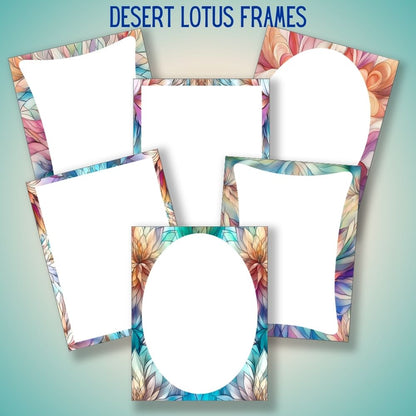 mockup of desert lotus frames set mix and match stationery designs