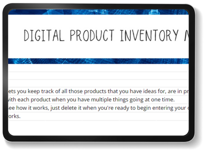 mockup of digital product inventory management google sheets spreadsheet template