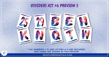 mockup of dividers kit 6 mix and match divider pages stationery designs