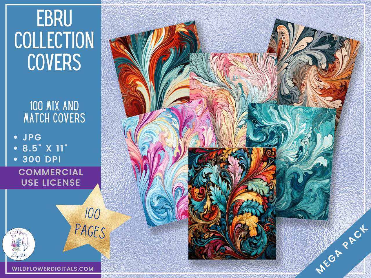 mockup of ebru collection covers digital papers mix and match