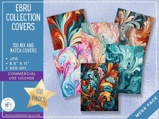 mockup of ebru collection covers digital papers mix and match