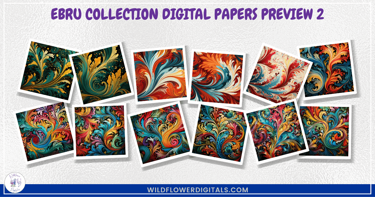preview mockup of ebru collection digital papers mix and match papers