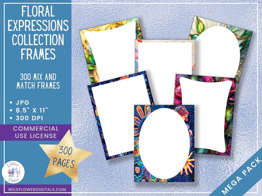 mockup of floral expressions frames set mix and match stationery designs