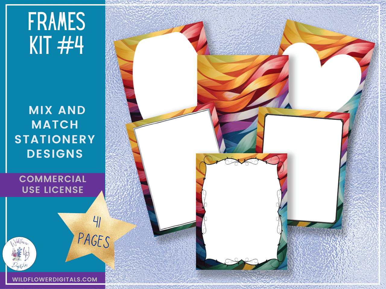 mockup of bundle for frames kits 1-5 mix and match stationery designs