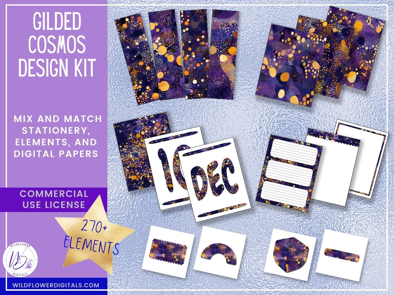 mockup of gilded cosmos design kit mix and match stationery designs