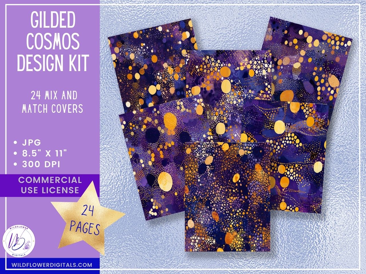 mockup of gilded cosmos design kit mix and match stationery designs