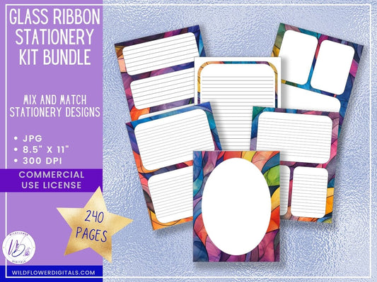 mockup of glass ribbon stationery kit mix and match stationery designs