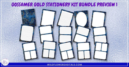 mockup of gossamer gold stationery kit mix and match stationery designs