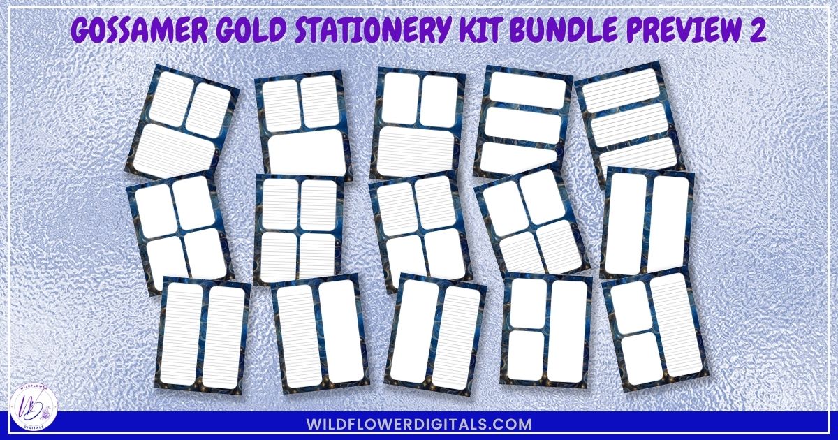 mockup of gossamer gold stationery kit mix and match stationery designs