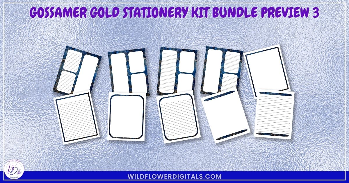 mockup of gossamer gold stationery kit mix and match stationery designs