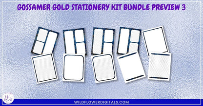 mockup of gossamer gold stationery kit mix and match stationery designs