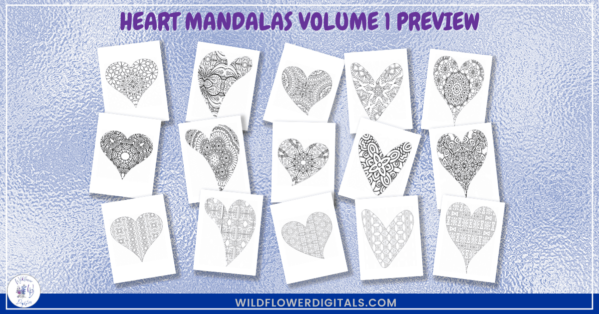 mockup of heart mandala coloring designs