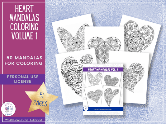 mockup of heart mandala coloring designs