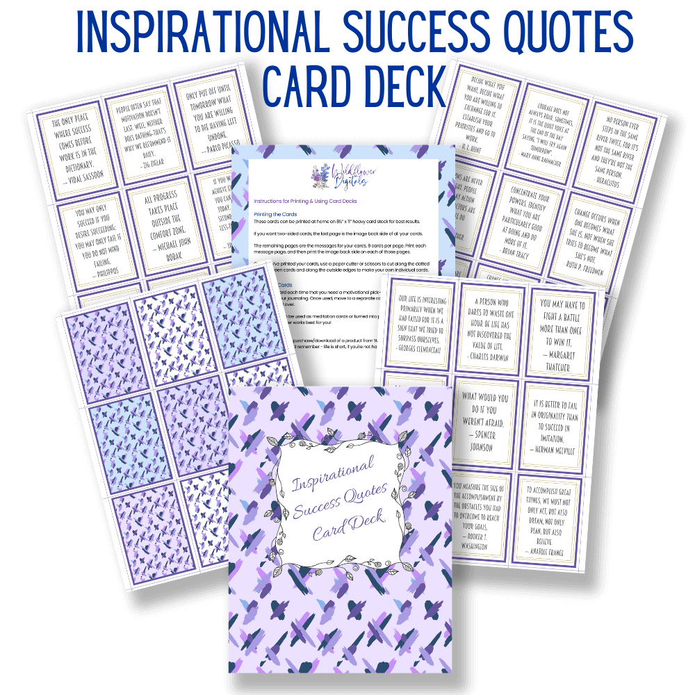 mockup of success quotes card deck