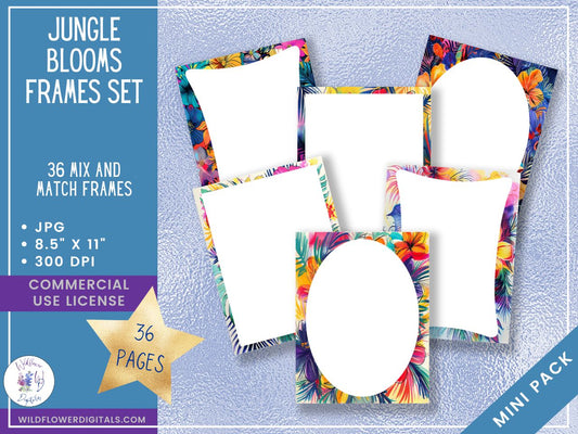 mockup of jungle blooms frames set mix and match stationery designs