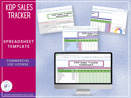 mockup of kdp sales tracker google sheets spreadsheet template