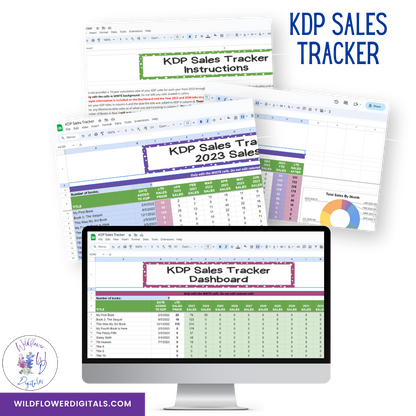 mockup of kdp sales tracker google sheets spreadsheet template