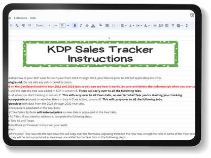 mockup of kdp sales tracker google sheets spreadsheet template