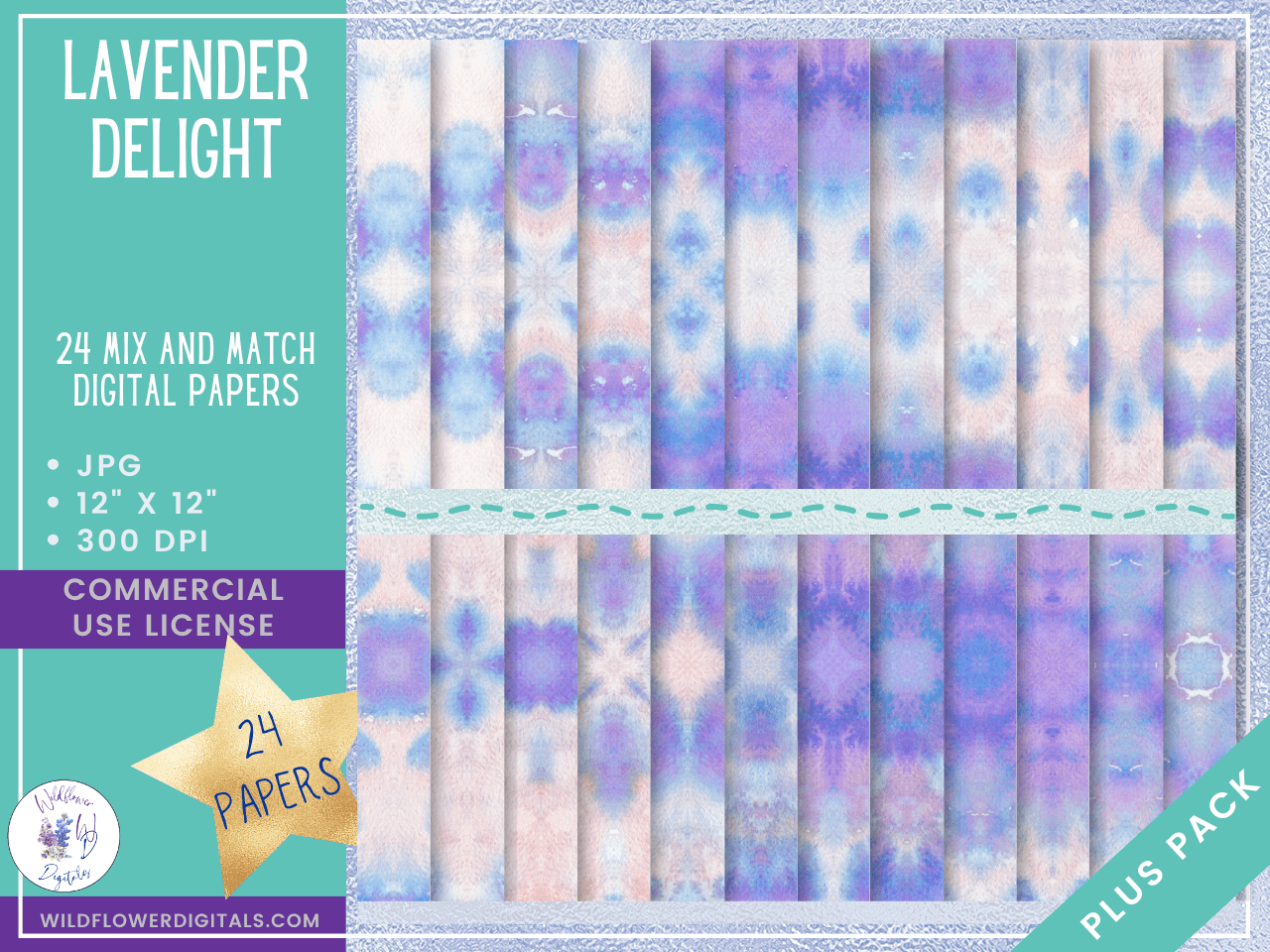 mockup of lavender delight digital papers mix and match papers