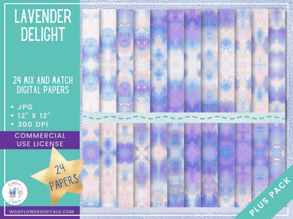 mockup of lavender delight digital papers mix and match papers