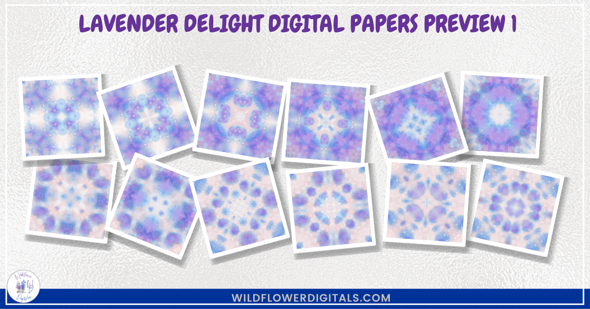 preview mockup of lavender delight digital papers mix and match papers
