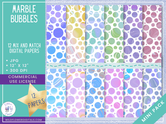mockup of marble bubbles digital papers mix and match papers