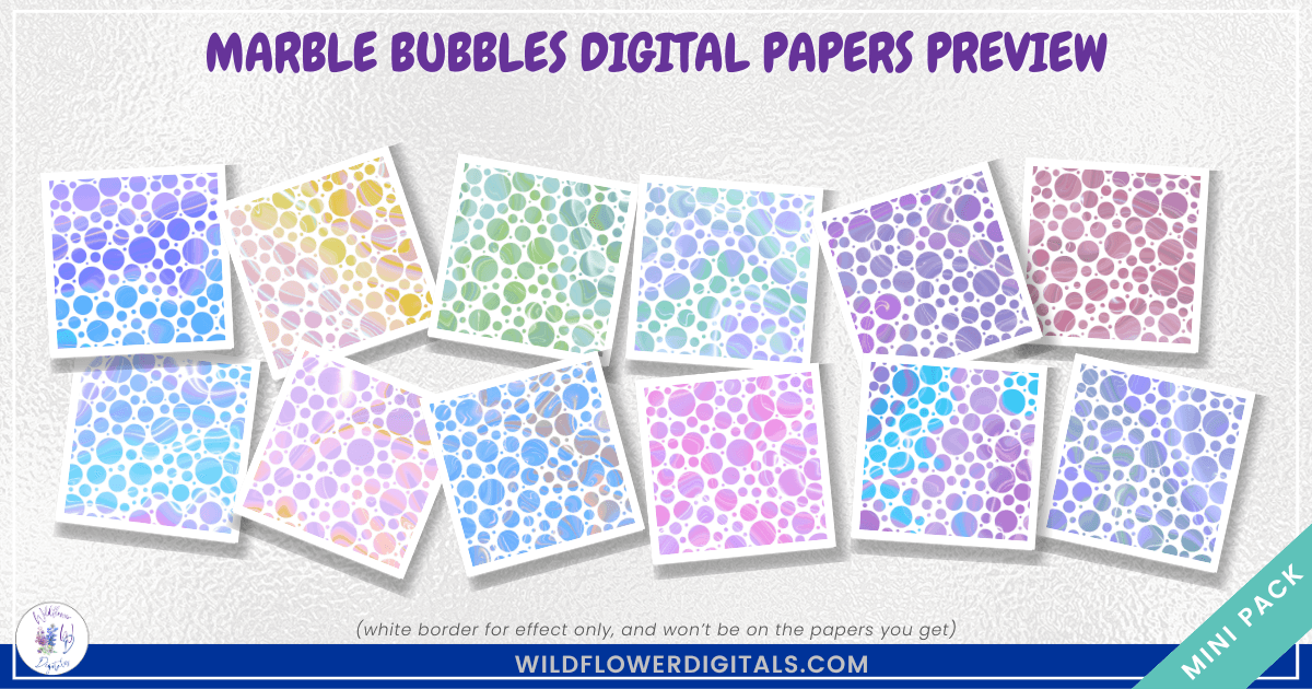 mockup of marble bubbles digital papers mix and match papers