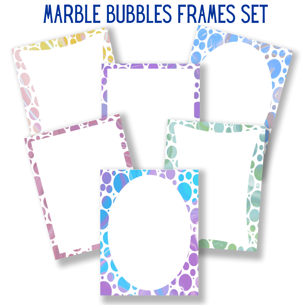 mockup of marble bubbles frames mix and match digital papers
