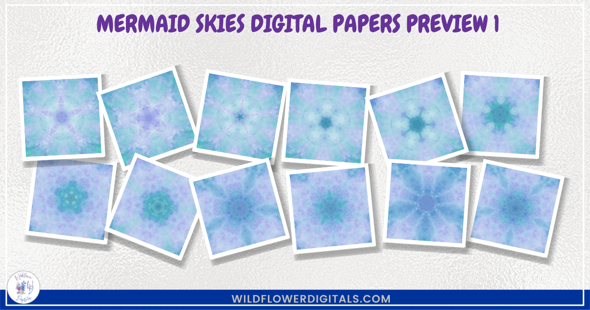 preview mockup of mermaid skies digital papers mix and match papers