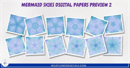 preview mockup of mermaid skies digital papers mix and match papers